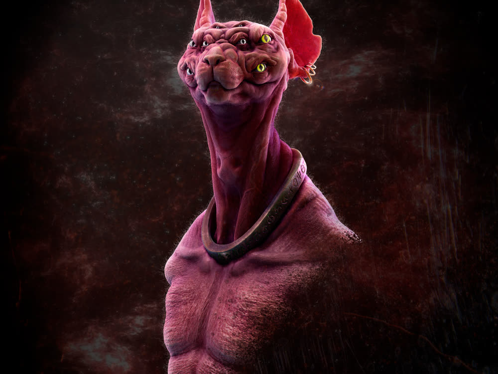 Criatura felina esculpida no curso de ZBrush da Rafa Souza Academy