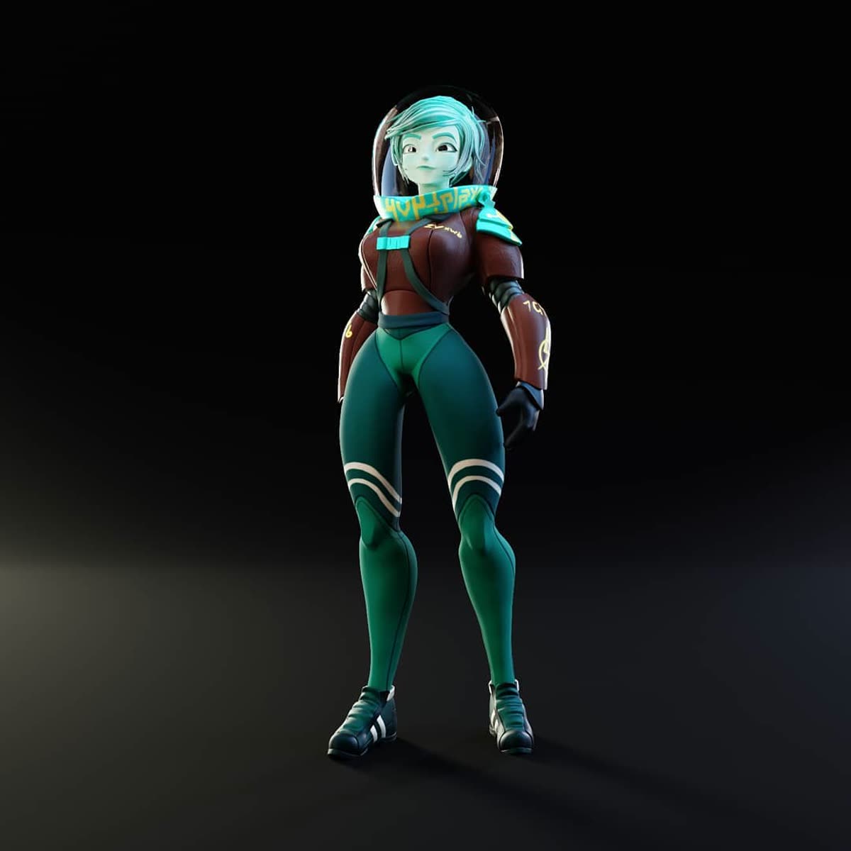 Personagem sci-fi estilizada com capacete